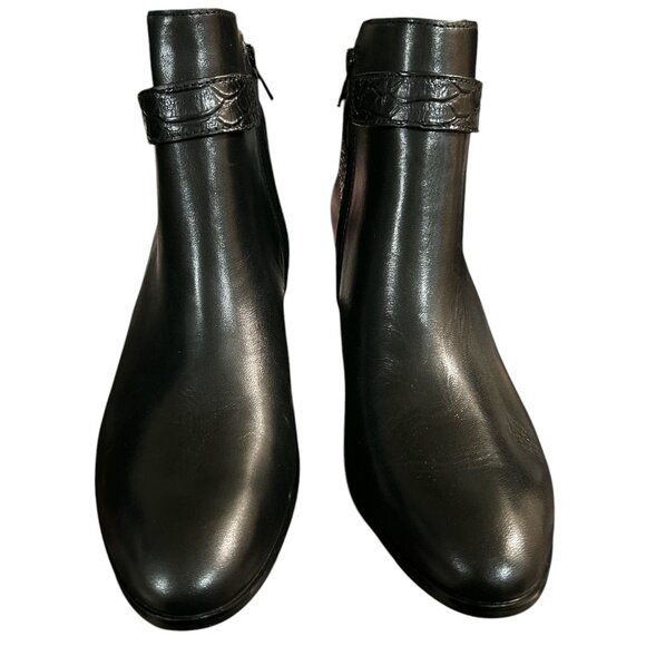 Coach Patricia Ankle Boots Booties Leather Croc Embossed Turnlock Zip Wmns 9.5 - Picture 3 of 10